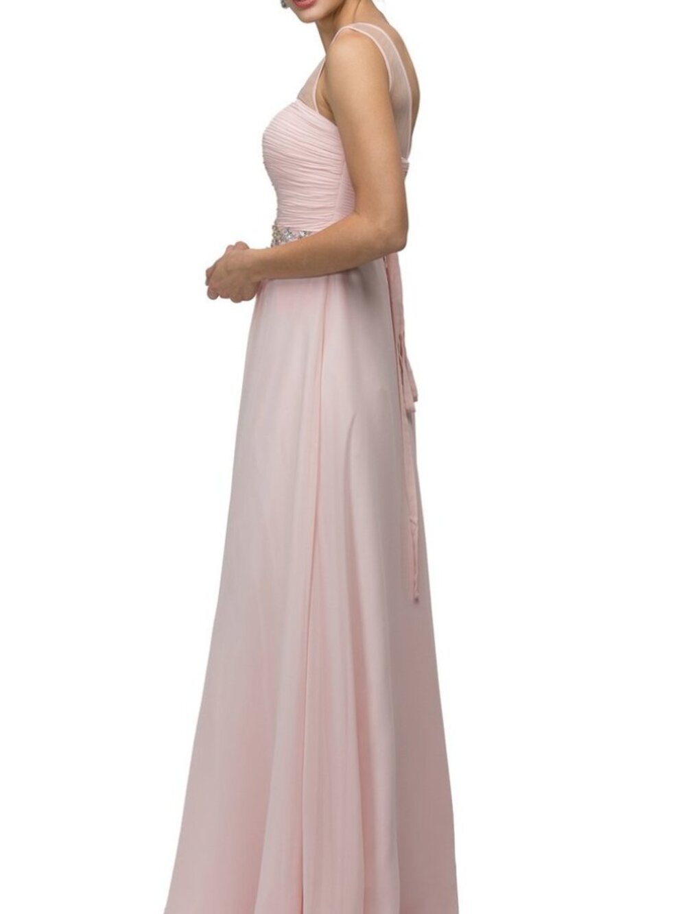 NWT Dancing Queen Bridal 9541 Mother of the Bride Illusion Blush Size XS
